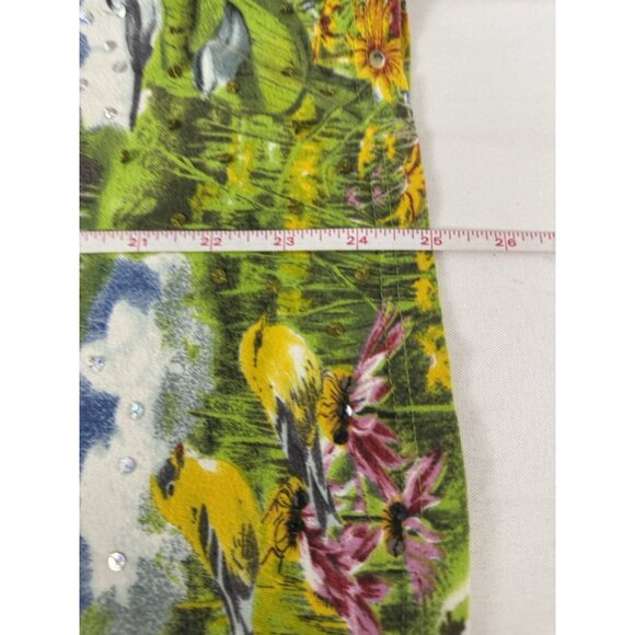 Collections L Vibrant Granny 3/4 Sleeve Barn Birds Floral Sequin Country Grandma - Picture 10 of 10